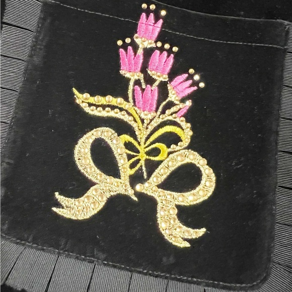 BURRYCO Womens Black Velvet Peter Pan Collar Embroidered Pocket A Line Dress - Picture 8 of 14